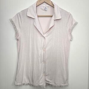 Eberjey Ruthie Short Sleeve Ruffle Pajama Top Size S Cream Modal Soft Cozy